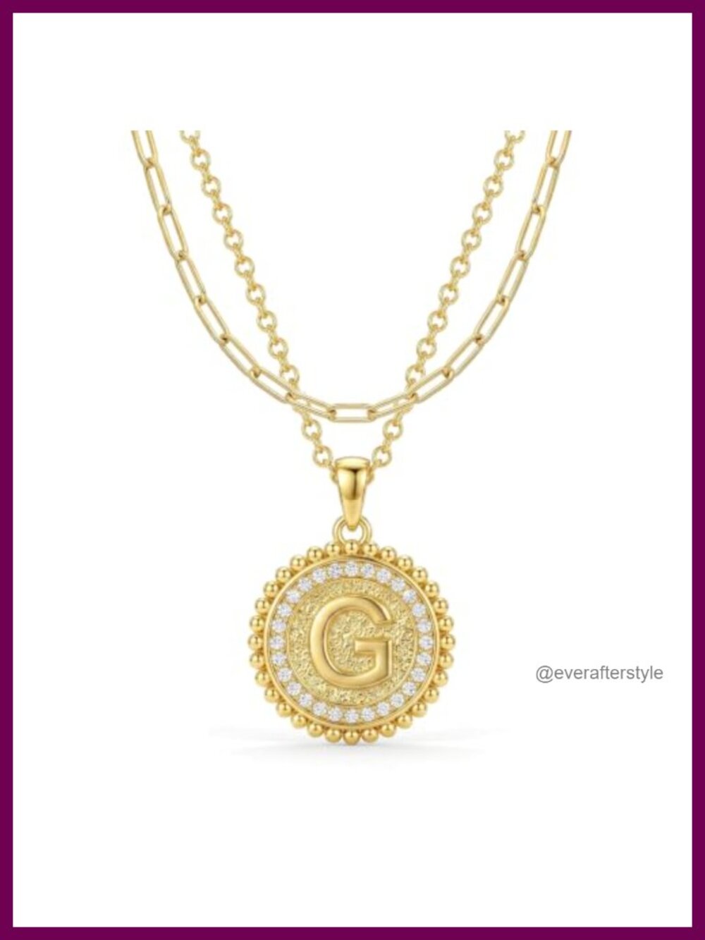 Layered Initial Pendant Necklace 14K Gold Hypoallergenic